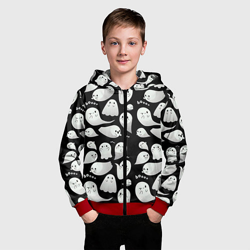Детская толстовка на молнии Boo Привидения / 3D-Красный – фото 3