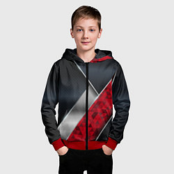 Толстовка на молнии детская 3D BLACK AND RED METAL, цвет: 3D-красный — фото 2