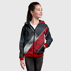 Толстовка на молнии детская 3D BLACK AND RED METAL, цвет: 3D-красный — фото 2