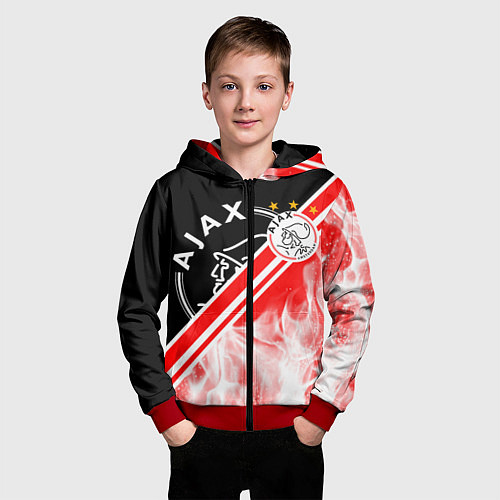 Детская толстовка на молнии FC AJAX AMSTERDAM ФК АЯКС / 3D-Красный – фото 3