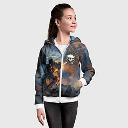 Толстовка на молнии детская Battletech warrior, цвет: 3D-белый — фото 2