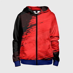 Толстовка на молнии детская ЧЕРНО-КРАСНЫЙ ГРАНЖ GRUNGE Z, цвет: 3D-синий