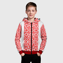 Толстовка на молнии детская Славянские узоры, цвет: 3D-красный — фото 2