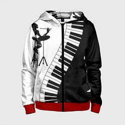 Детская толстовка на молнии Черно Белое пианино