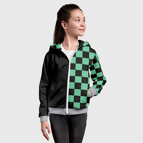 Детская толстовка на молнии КОСТЮМ TANJIRO KAMADO ТАНДЖИРО / 3D-Меланж – фото 4