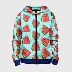 Толстовка на молнии детская Дольки арбузов, цвет: 3D-синий