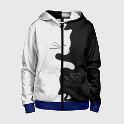 Толстовка на молнии детская Коты инь янь, цвет: 3D-синий