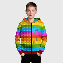 Толстовка на молнии детская POP it вертикальная надпись, цвет: 3D-красный — фото 2