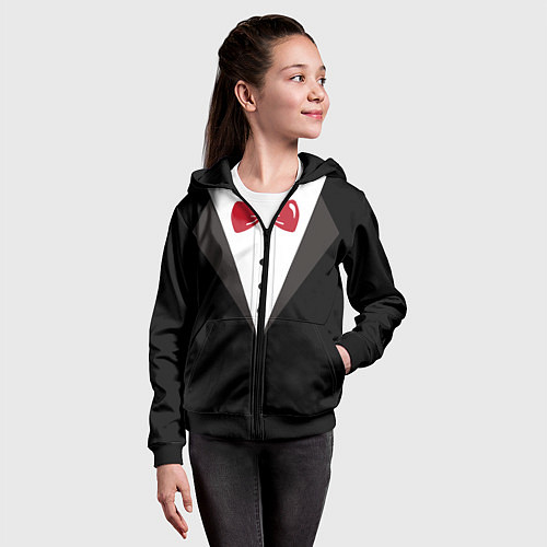 Детская толстовка на молнии Смокинг / 3D-Черный – фото 4