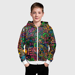 Толстовка на молнии детская Кислотные узоры психоделика, цвет: 3D-белый — фото 2