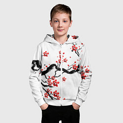 Толстовка на молнии детская САКУРА ЦВЕТЁТ И БЛАГАУХАЕТ, цвет: 3D-белый — фото 2