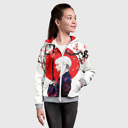 Толстовка на молнии детская НАД ВЕТВЯМИ САКУРЫ, цвет: 3D-меланж — фото 2