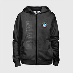 Толстовка на молнии детская BMW LOGO AND INSCRIPTION, цвет: 3D-черный