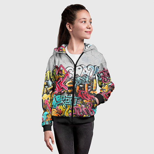 Детская толстовка на молнии Graffiti on the wall / 3D-Черный – фото 4
