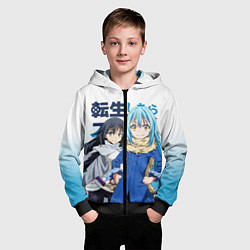 Толстовка на молнии детская TenSura, Румиру и Сидзуэ, цвет: 3D-черный — фото 2