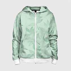 Детская толстовка на молнии Зеленые листья