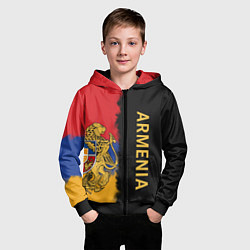 Толстовка на молнии детская Armenia Flag and emblem, цвет: 3D-черный — фото 2