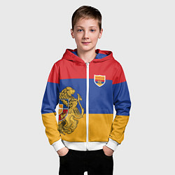 Толстовка на молнии детская Armenia coat of arms and flag, цвет: 3D-белый — фото 2