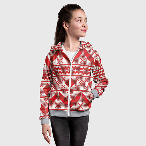 Детская толстовка на молнии Вязаный рисунок / 3D-Меланж – фото 4