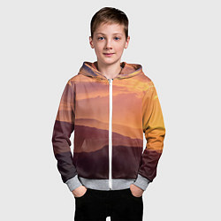 Толстовка на молнии детская Закат в горах, цвет: 3D-меланж — фото 2