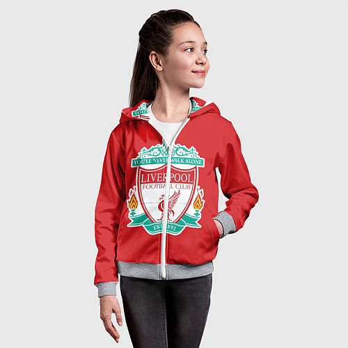 Детская толстовка на молнии F C LIVERPOOL / 3D-Меланж – фото 4