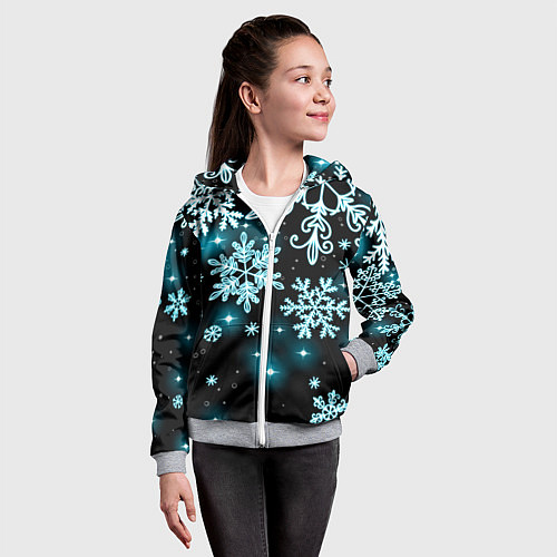 Детская толстовка на молнии Космические снежинки / 3D-Меланж – фото 4