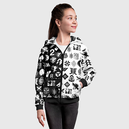 Детская толстовка на молнии DESTINY LOGOBOMBING ЧЁРНО БЕЛОЕ / 3D-Черный – фото 4