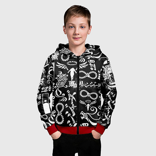 Детская толстовка на молнии ТОКИЙСКИЕ МСТИТЕЛИ ЛОГОБОМБИНГ TOKYO REVENGERS LOG / 3D-Красный – фото 3