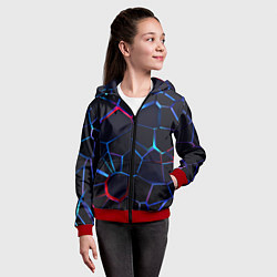 Толстовка на молнии детская Неоновые 3D плиты Неоновые плиты, цвет: 3D-красный — фото 2