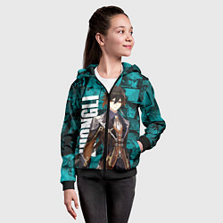 Толстовка на молнии детская Чжун Ли , Genshin Impact, цвет: 3D-черный — фото 2