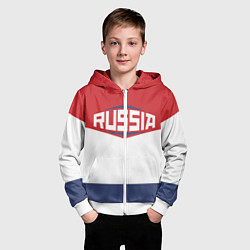 Толстовка на молнии детская Russia, цвет: 3D-белый — фото 2
