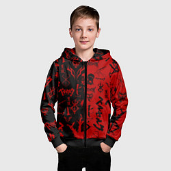 Толстовка на молнии детская BERSERK BLACK RED БЕРСЕРК ПАТТЕРН, цвет: 3D-черный — фото 2