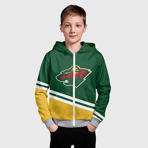 Детская толстовка на молнии Minnesota Wild NHL / 3D-Меланж – фото 3