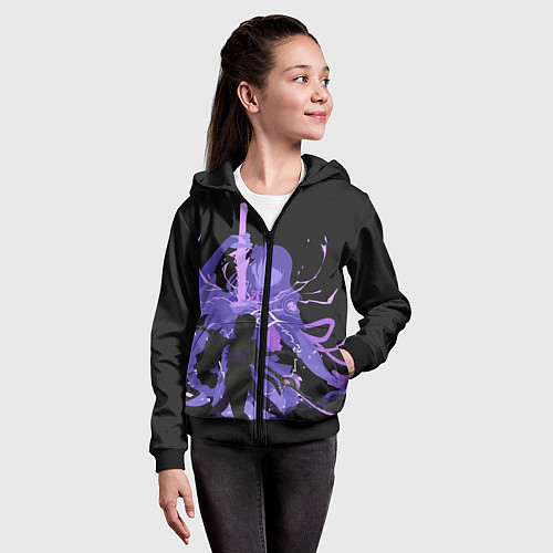 Детская толстовка на молнии Genshin Impact Raiden / 3D-Черный – фото 4