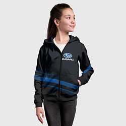 Толстовка на молнии детская Subaru, sport style, цвет: 3D-черный — фото 2