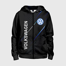 Толстовка на молнии детская Volkswagen, sport style, цвет: 3D-черный