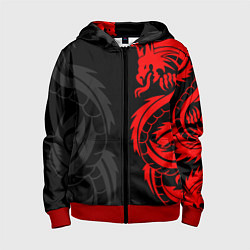 Толстовка на молнии детская КРАСНЫЙ ДРАКОН ТАТУ RED DRAGON TATTOO, цвет: 3D-красный