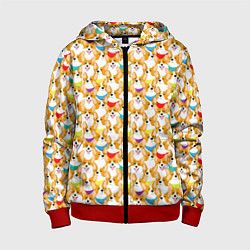 Толстовка на молнии детская Вельш-Корги Пемброк, цвет: 3D-красный