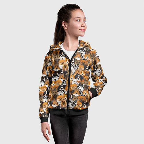 Детская толстовка на молнии Разные Собаки / 3D-Черный – фото 4