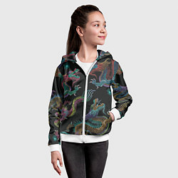 Толстовка на молнии детская Цветные драконы, цвет: 3D-белый — фото 2