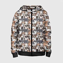 Толстовка на молнии детская Щенки Разных Пород, цвет: 3D-черный