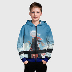 Толстовка на молнии детская КАДЗУХА НА ФОНЕ НЕБА, цвет: 3D-синий — фото 2