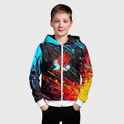 Толстовка на молнии детская Cyberpunk 2077 Цветные брызги, цвет: 3D-белый — фото 2