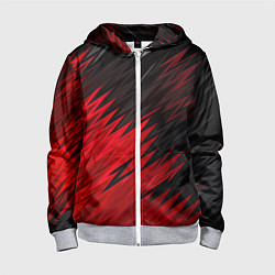 Толстовка на молнии детская ЧЁРНО КРАСНЫЕ КРАСКИ RED BLACK STRIPES, цвет: 3D-меланж