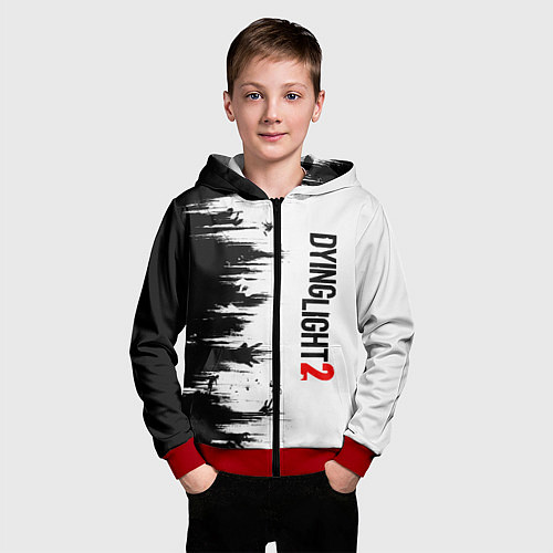 Детская толстовка на молнии DYING LIGHT 2 GOOD NIGHT AND GOOD LUCK / 3D-Красный – фото 3