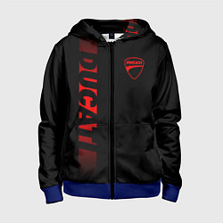 Толстовка на молнии детская DUCATI BLACK RED LINE, цвет: 3D-синий