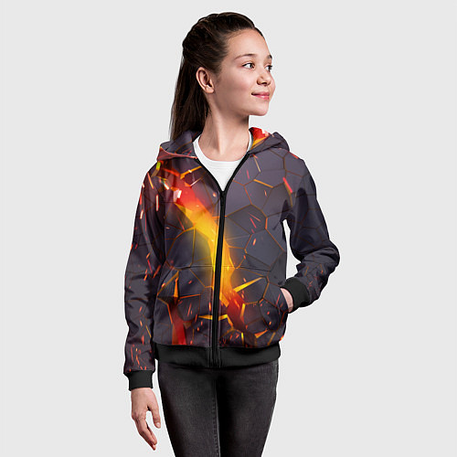 Детская толстовка на молнии ТРЕХМЕРНЫЕ ИСКРЫ 3D ПЛИТЫ 3D ИСКРЫ / 3D-Черный – фото 4