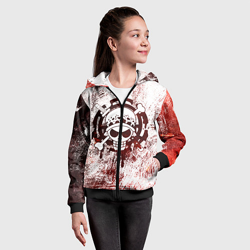 Детская толстовка на молнии Трафальгар Ло Пираты сердца Весёлый Роджер / 3D-Черный – фото 4