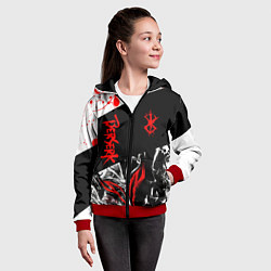 Толстовка на молнии детская Берсерк черная маска с логотипом, цвет: 3D-красный — фото 2