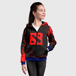 Толстовка на молнии детская DOTA 2 БРЫЗГИ КРАСОК ДОТА 2 ЛОГО, цвет: 3D-синий — фото 2